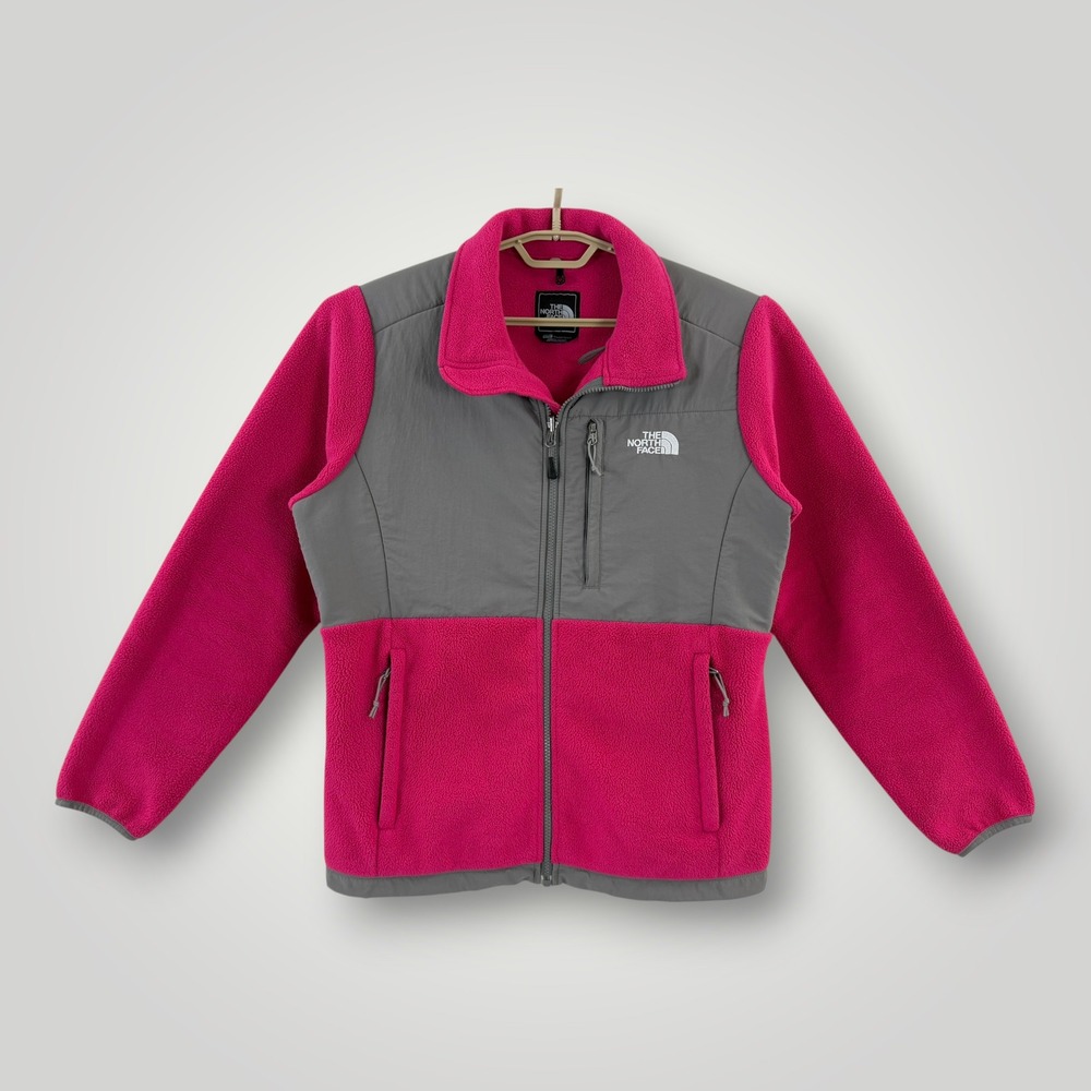 The North Face Denali Polartec Fleece Jacket Pink Grey Womens Large Full Zip